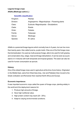 Legume Forage Crops Alfalfa (Medicago Sativa