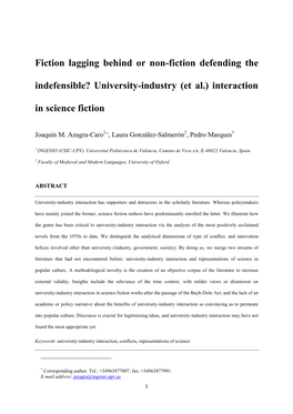 University-Industry (Et Al.) Interaction in Science Fiction