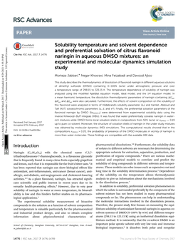 Solubility Temperature and Solvent Dependence