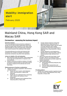 Mainland China, Hong Kong SAR and Macau SAR Coronavirus – Assessing the Business Impact