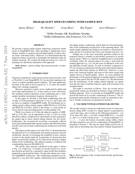 Arxiv:1811.03021V1 [Eess.AS] 7 Nov 2018 from Typical Blind Bandwidth Extension Artifacts (The Wavenet-Based Described in Section 3