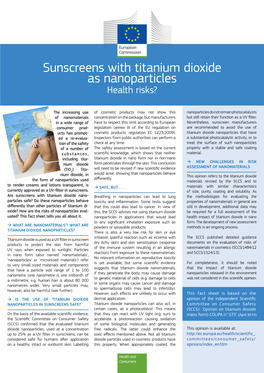 Sunscreens with Titanium Dioxide As Nanoparticles Health Risks?