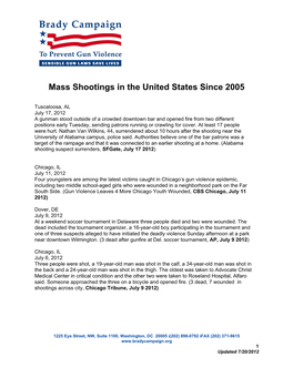 Mass Shootings in the United States Since 2005