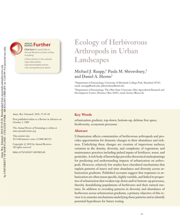 Ecology of Herbivorous Arthropods in Urban Landscapes