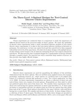 On Three-Level A-Optimal Designs for Test-Control Discrete Choice Experiments