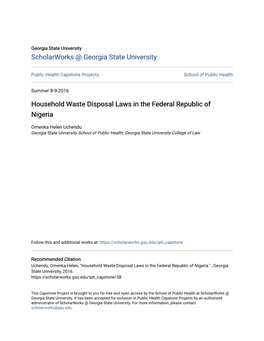 Household Waste Disposal Laws in the Federal Republic of Nigeria
