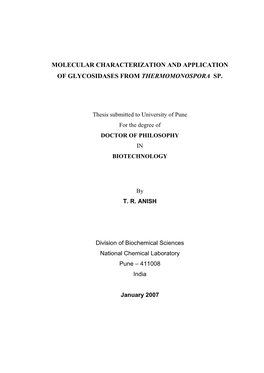 Molecular Characterization and Application of Glycosidases from Thermomonospora Sp