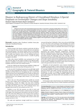 Disaster in Rudraprayag District of Uttarakhand Himalaya