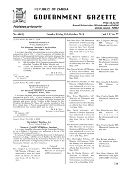 Special Gazette No. 77 of Lusaka, Friday, 11Th October, 2019.Pmd