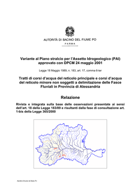 Analisi Idrologica Ha Riguardato I Seguenti Due Tratti Dei Corsi D’Acqua Interessati Dallo Studio