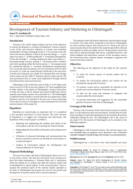 Development of Tourism Industry and Marketing in Chhattisgarh Gupta TC* and Mirjha ND Govt