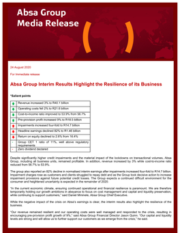 Absa Group Interim Results Highlight the Resilience of Its Business