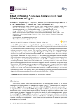 Effect of Baicalin-Aluminum Complexes on Fecal Microbiome In