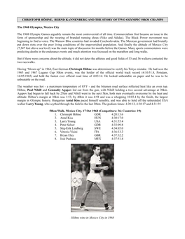 1968 and 1972 Olympic 50Km Races