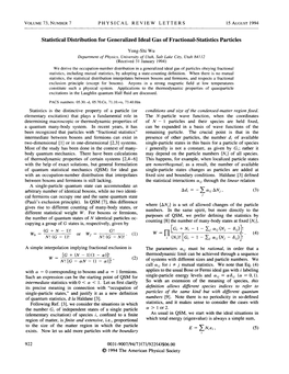 Statistical Distribution for Generalized Ideal Gas of Fractional-Statistics Particles