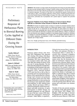 Preliminary Response of Herbaceous Plants