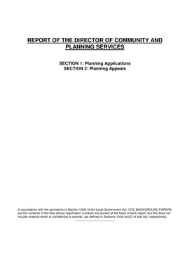 Report of the Director of Community and Planning Services