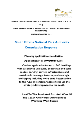 South Downs National Park Authority Consultation Response