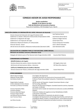 Consejo Asesor De Juego Responsable