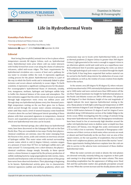 Life in Hydrothermal Vents