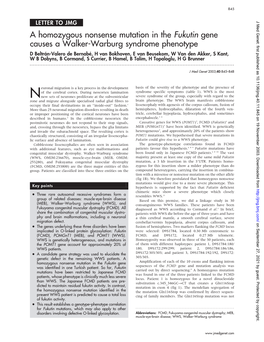 A Homozygous Nonsense Mutation in the Fukutin Gene Causes a Walker