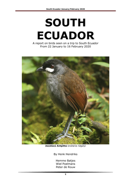 South Ecuador January/February 2020