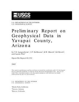 Preliminary Report on Geophysical Data in Yavapai County, Arizona by V.E