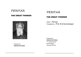 Periyar Periyar the Great Thinker the Great Thinker