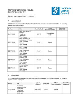 Planning Committee (South) Date: 19Th September 2017