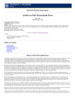 Archives of the Proscenium Press