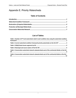 Appendix E. Priority Watersheds