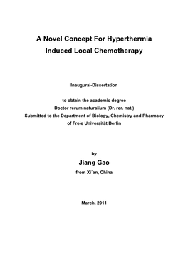 A Novel Concept for Hyperthermia Induced Local Chemotherapy