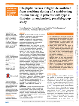 Sitagliptin Versus Mitiglinide Switched from Mealtime Dosing of a Rapid-Acting Insulin Analog in Patients with Type 2 Diabetes: a Randomized, Parallel-Group Study