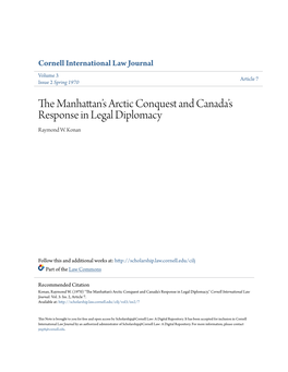 The Manhattanâ•Žs Arctic Conquest and Canadaâ•Žs Response in Legal Diplomacy