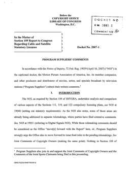 Comments on Report to Congress on Cable and Satellite Statutory Licenses