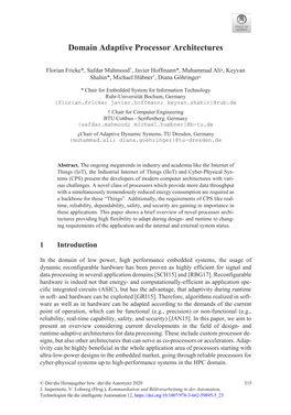 Domain Adaptive Processor Architectures