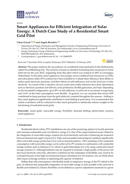 Smart Appliances for Efficient Integration of Solar Energy