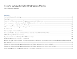 Faculty Survey: Fall 2020 Instruction Modes May 13Th 2020, 12:58 Pm MDT