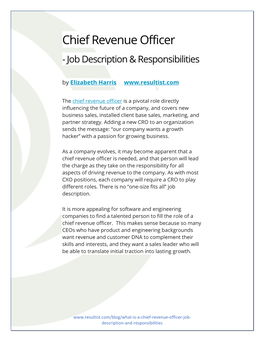 Chief Revenue Officer - Job Description & Responsibilities