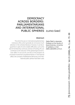 Democracy Across Borders: Parliamentarians and International