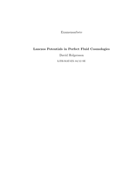 Examensarbete Lanczos Potentials in Perfect Fluid Cosmologies David