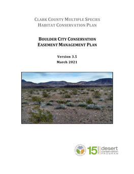 Clark County Multiple Species Habitat Conservation Plan