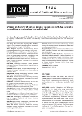 Efficacy and Safety of Sancai Powder in Patients with Type 2 Diabetes