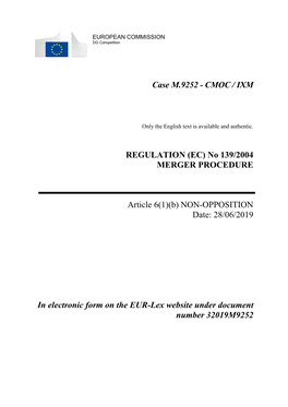 Cmoc / Ixm Regulation (Ec)