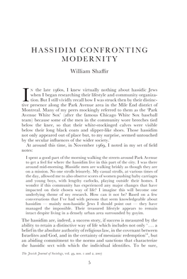 HASSIDIM CONFRONTING MODERNITY William Shaﬃr