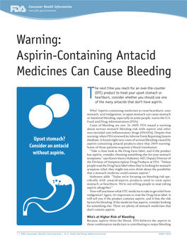 Aspirin-Containing Antacid Medicines Can Cause Bleeding