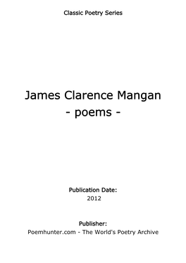 James Clarence Mangan - Poems