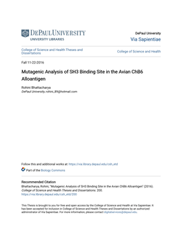 Mutagenic Analysis of SH3 Binding Site in the Avian Chb6 Alloantigen