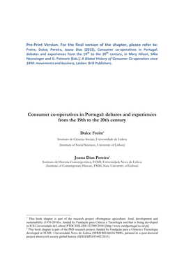 Consumer's Cooperatives in Portugal