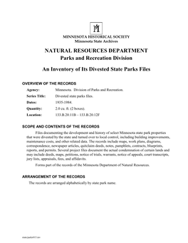 NATURAL RESOURCES DEPARTMENT: Parks And